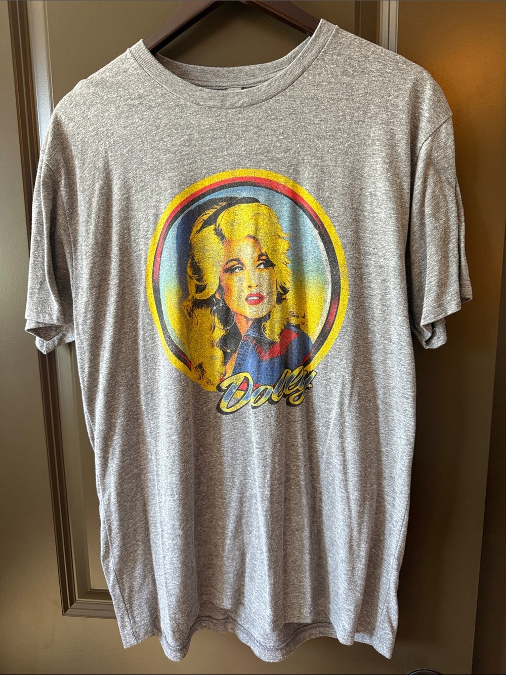 NWOT Next Level Apparel Gray Tee with Yellow and Blue Graphic